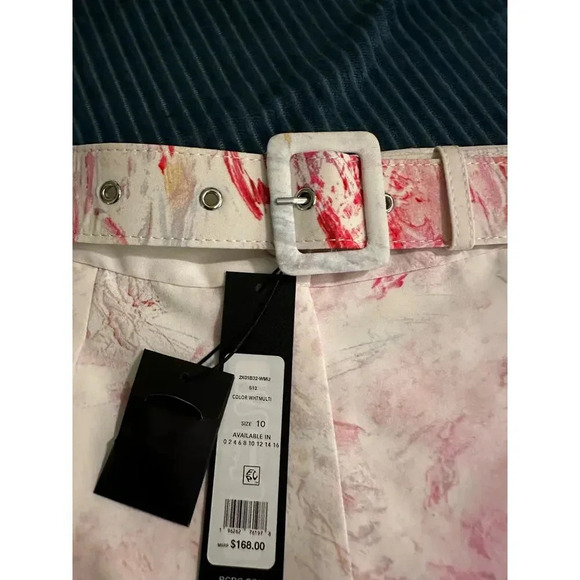 BCBGMAXAZRIA Abstract Print High-Waisted Shorts Size 10 - Picture 3 of 7